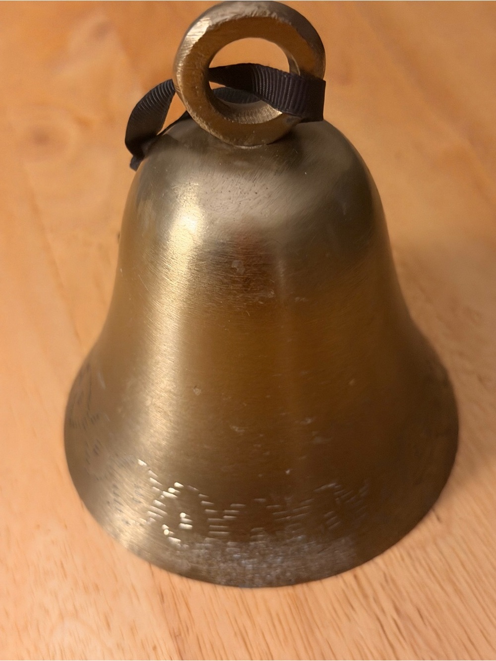 Hearth and Hand Brass Decorative Bell Ornament with Black Ribbon